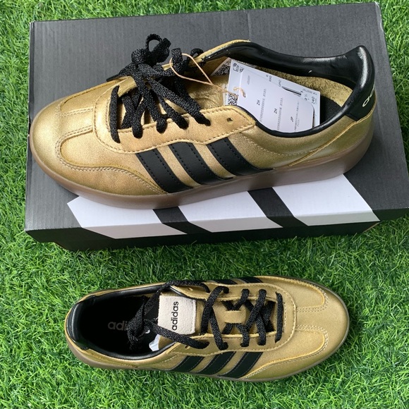 adidas Shoes - adidas Gold and Black Low-Top Athletic Sneakers